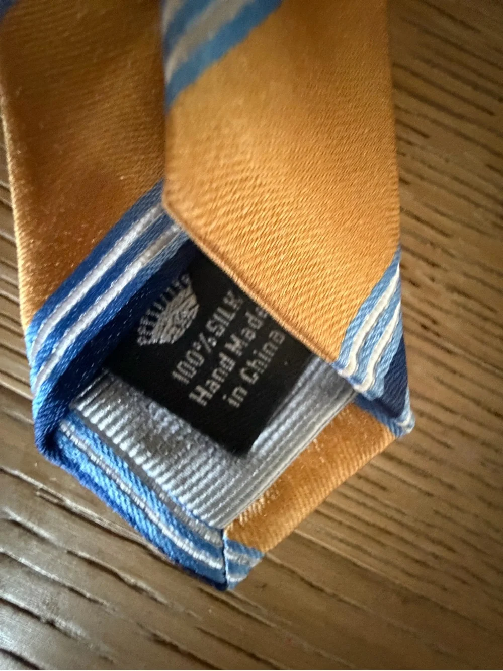 Classic Men's Orange Stripe Silk Tie with Blue Accent NWT